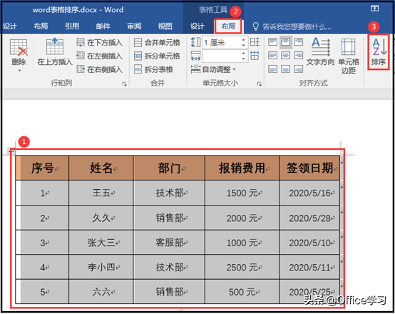 word表格怎么排序号（word表格排序最简单的方法）_http://www.jidianku.com_计算机基础知识_第2张